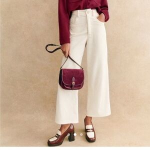 sezane le crop denim in ecru